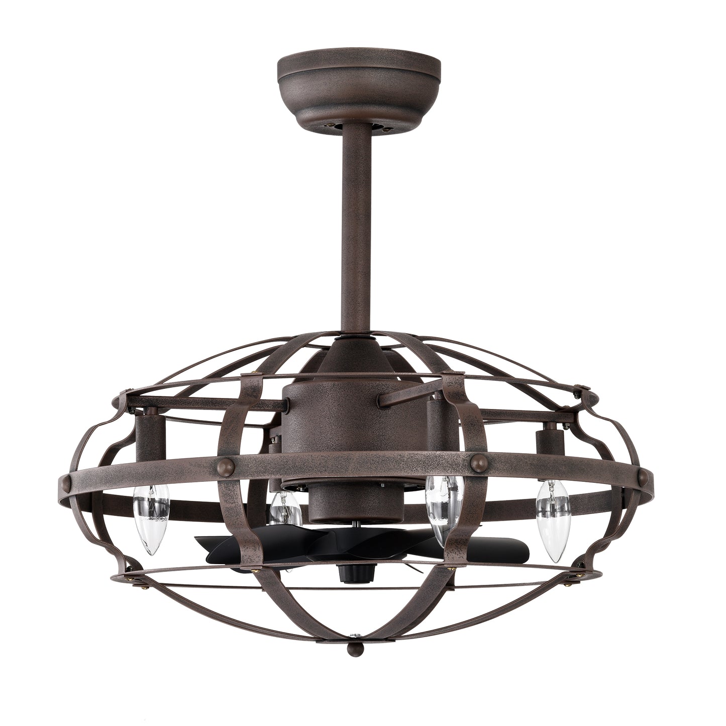 20.63" Rust Red Caged Ceiling Fan with Remote