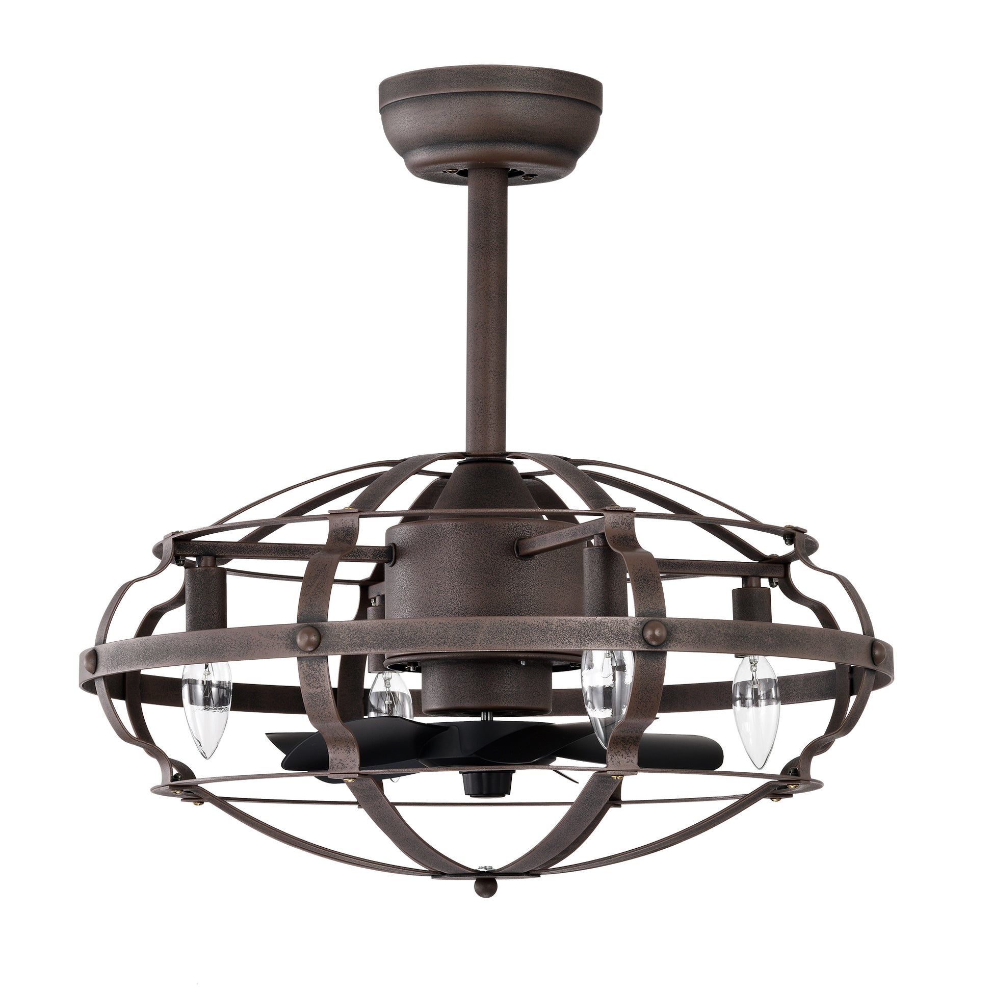 20.63" Rust Red Caged Ceiling Fan with Remote