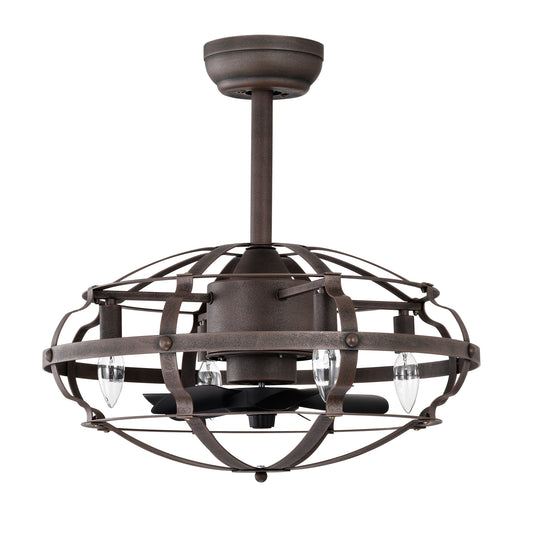 20.63" Rust Red Caged Ceiling Fan with Remote