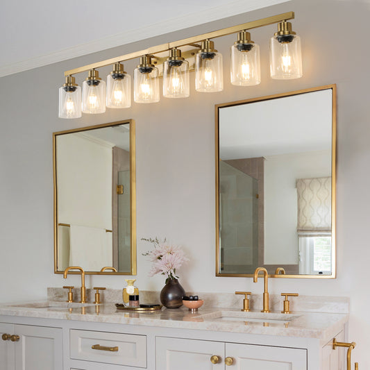 51" 8-Light Gold Vanity Light with Clear Glass - view 2
