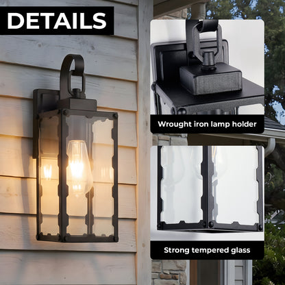 Matte Black Sawtooth Outdoor Wall Light with Clear Glass - view 6