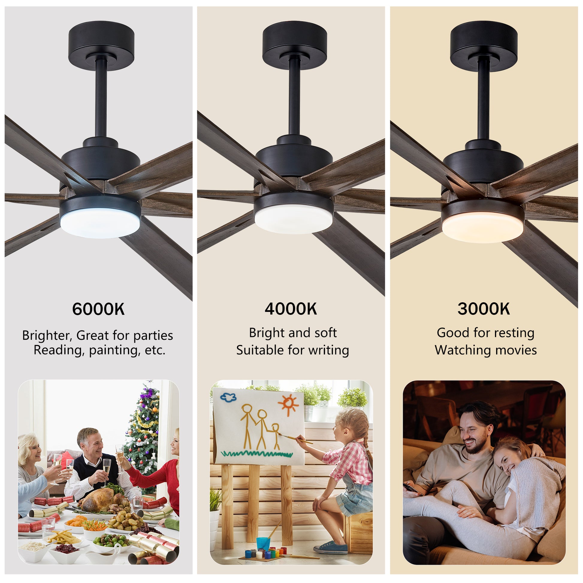 70" Matte Black Ceiling Fan with Light - view 7