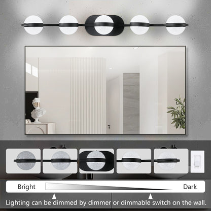 5-Light Black Vanity Light with Frosted Glass Shades - view 6