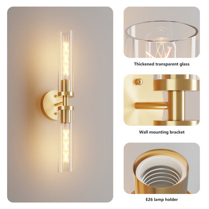 Gold Wall Light with Clear Glass, Set of 2 - view 7