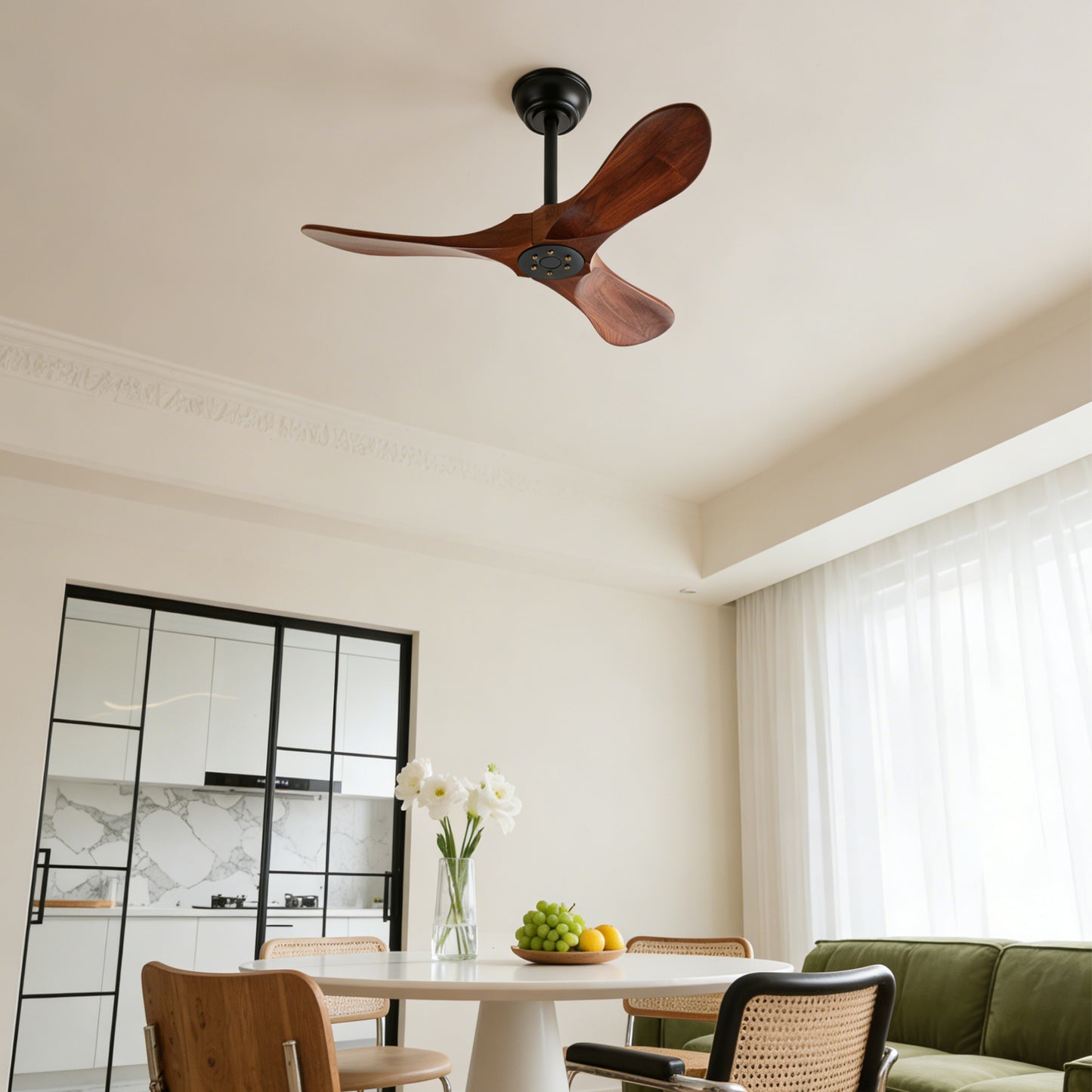 36" Walnut Wood Ceiling Fan with Remote - view 2