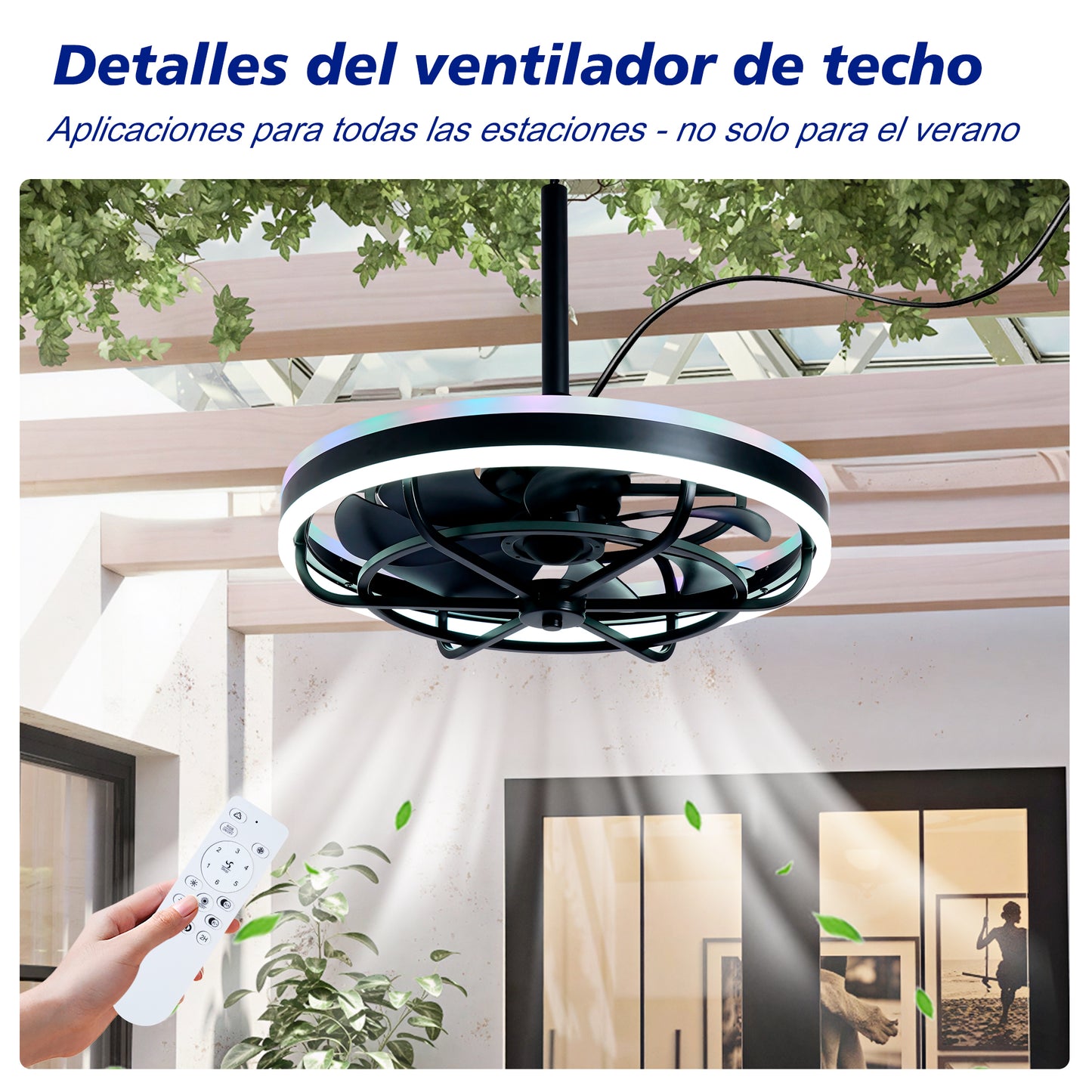 Matte Black Indoor Outdoor Ceiling Fan with Dimmable LED - view 11