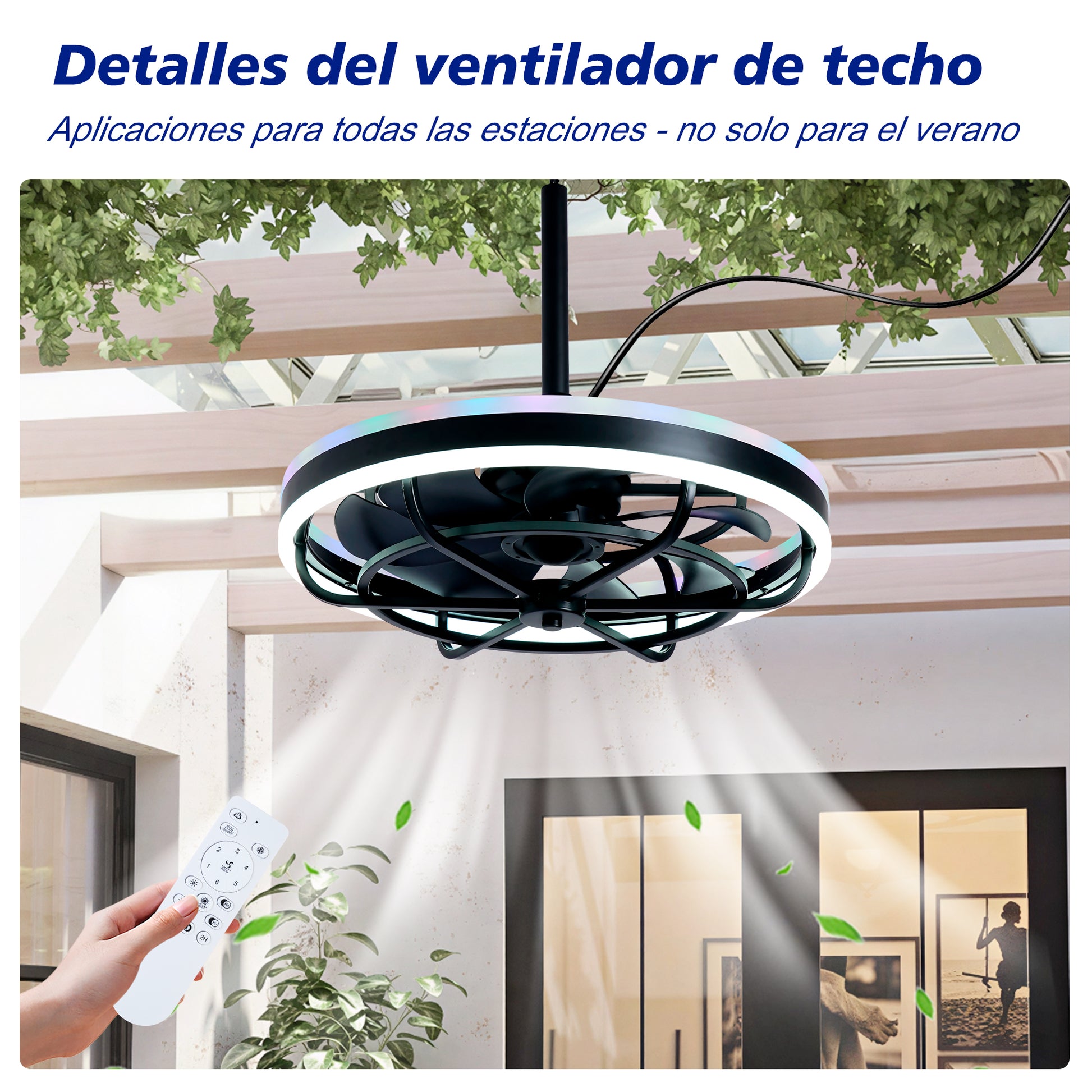 Matte Black Indoor Outdoor Ceiling Fan with Dimmable LED - view 11