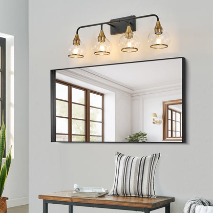 31" 4-Light Black & Gold Vanity Light with Clear Glass - view 3