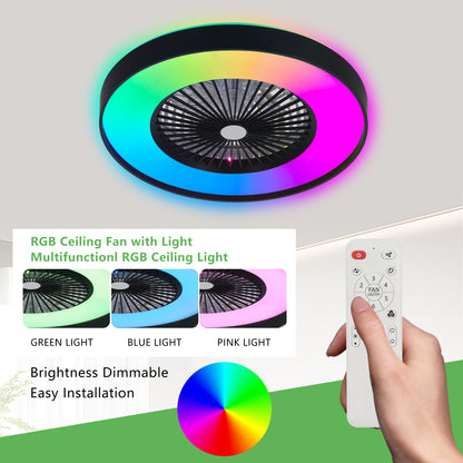 23" Black Smart Ceiling Fan with RGB LED - view 10