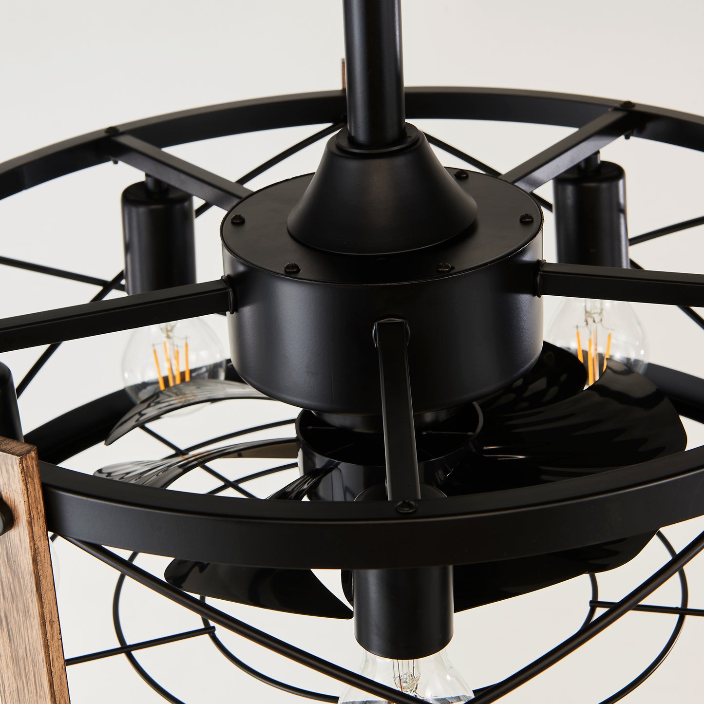 20" Matte Black Caged Chandelier Ceiling Fan with Remote - view 16