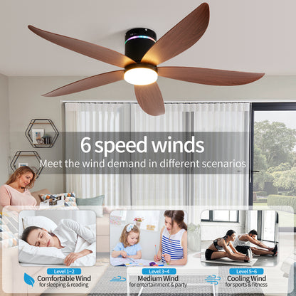 52" Matte Black 5-Blade Ceiling Fan with LED Light - view 10