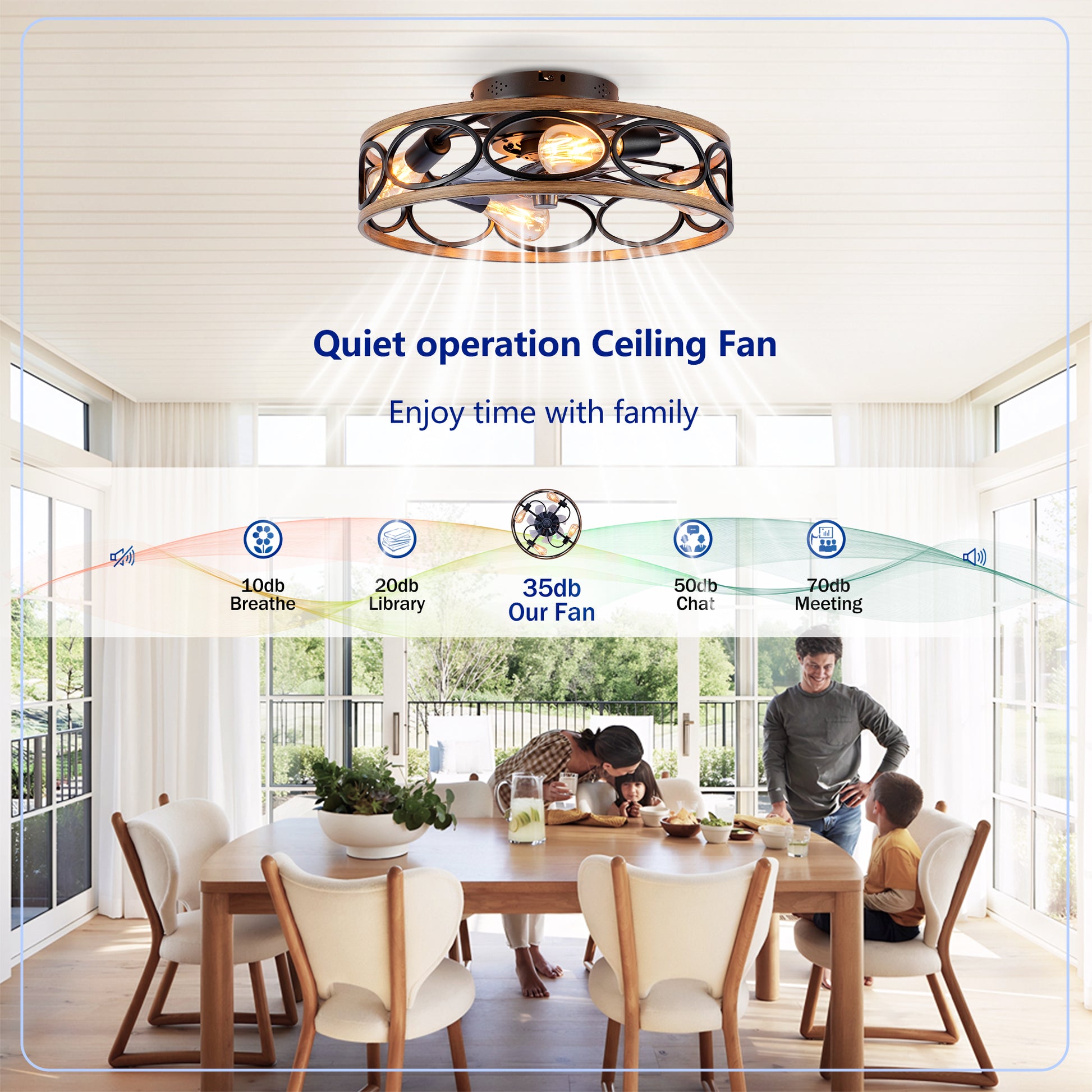 19" Matte Black Caged Ceiling Fan with Remote - view 13