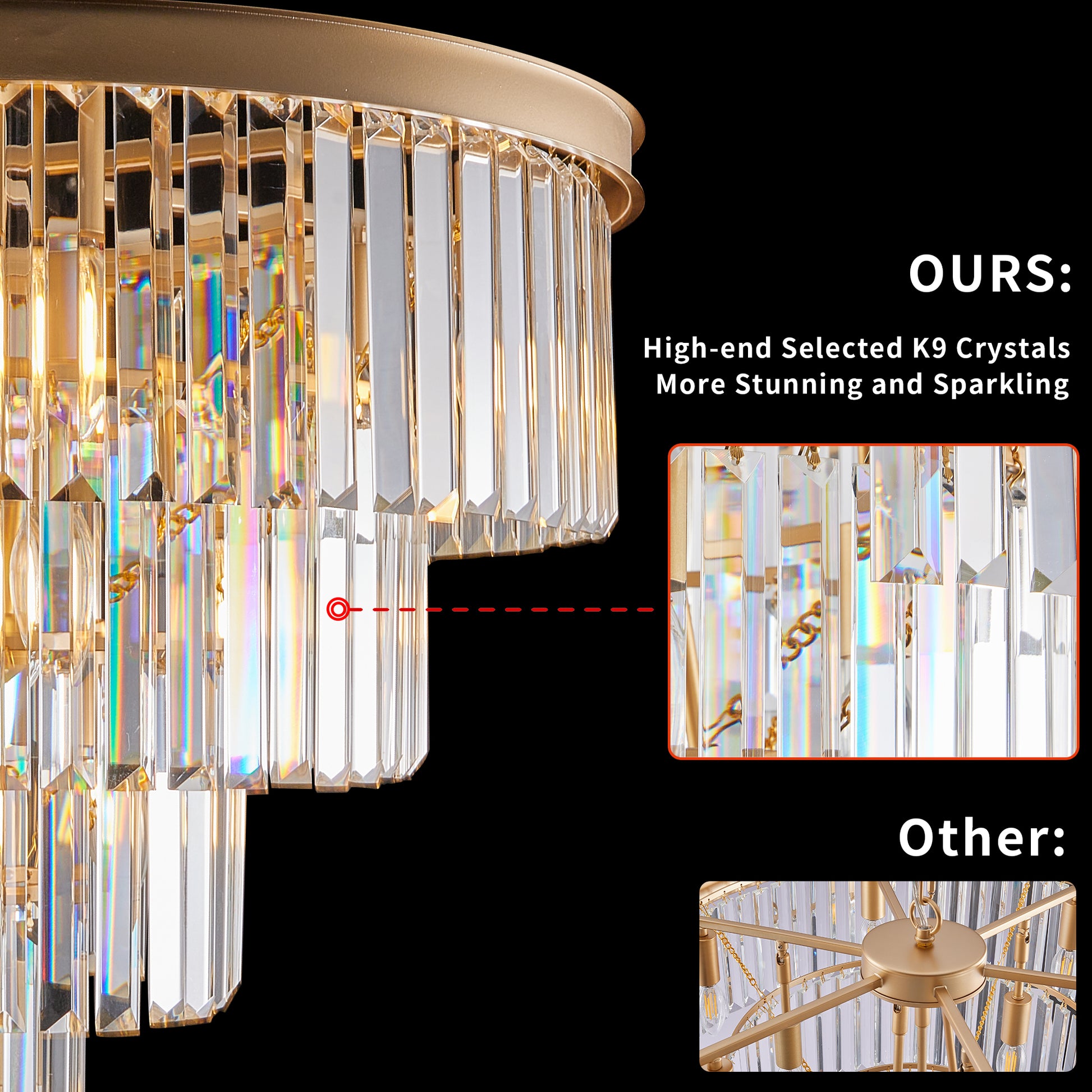 24" Modern Gold 4-Tier Crystal Chandelier - view 7