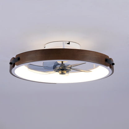 20" Walnut & Black Flush Mount Ceiling Fan with Dimmable LED - view 15