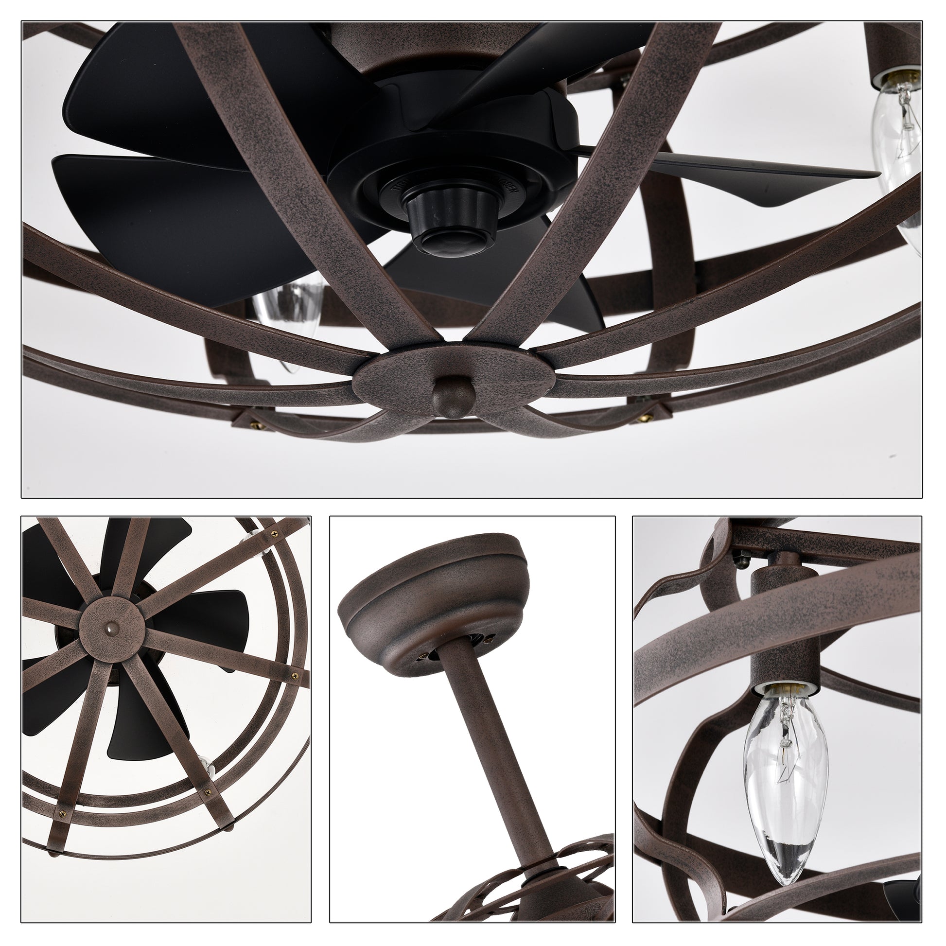20.63" Rust Red Caged Ceiling Fan with Remote - view 15