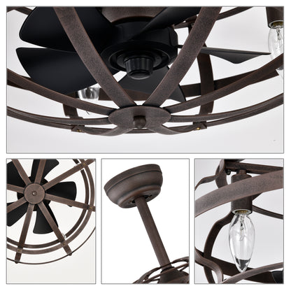 20.63" Rust Red Caged Ceiling Fan with Remote - view 15