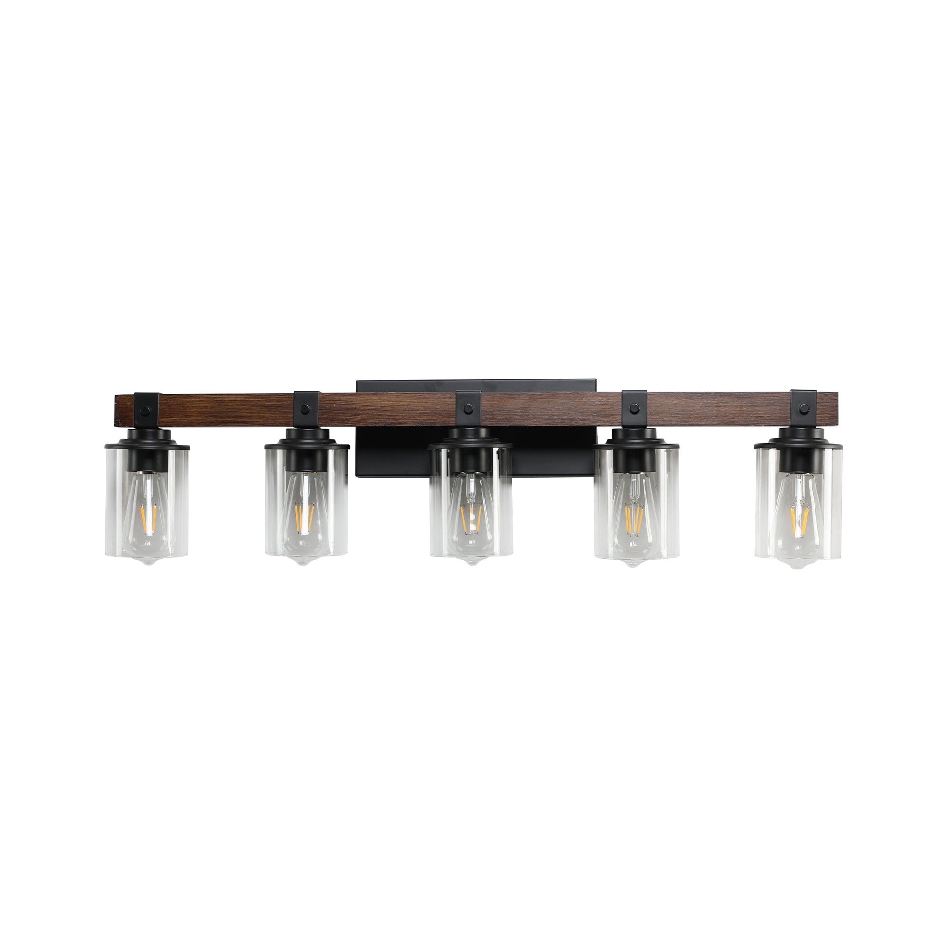 35" 5-Light Farmhouse Vanity Light with Wood Accent - view 12