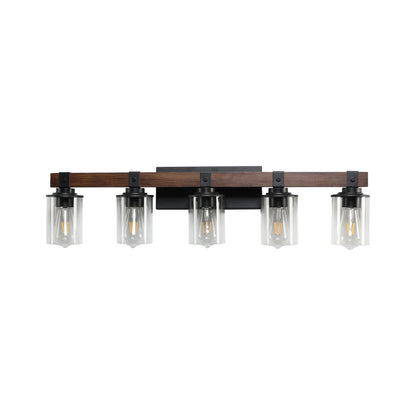 35" 5-Light Farmhouse Vanity Light with Wood Accent - view 12
