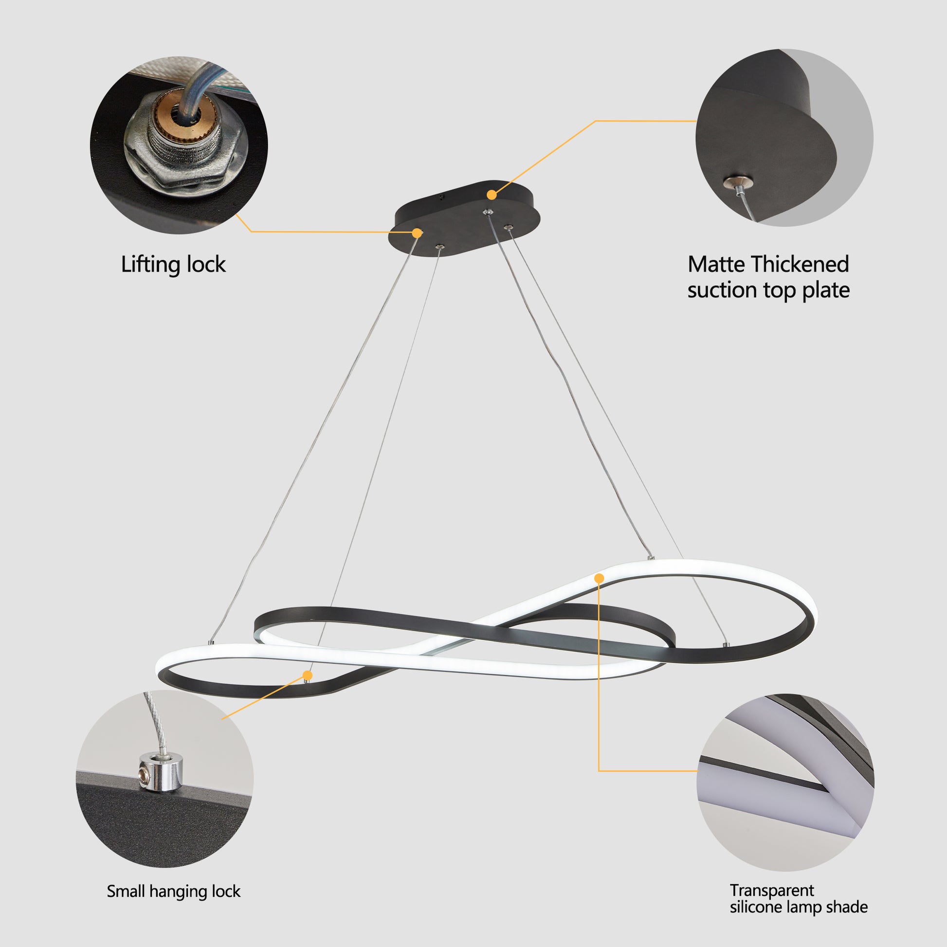 39" Black Infinity LED Pendant Light, Dimmable - view 6