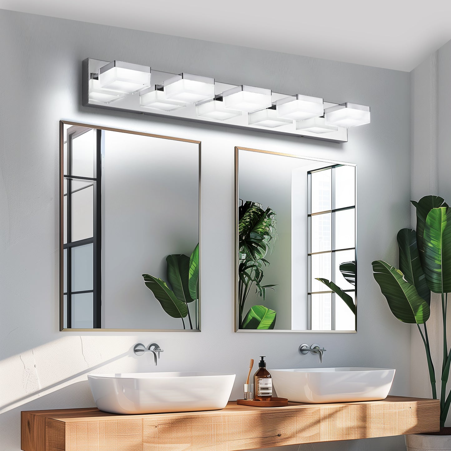 Modern 5-Light Chrome LED Vanity Light