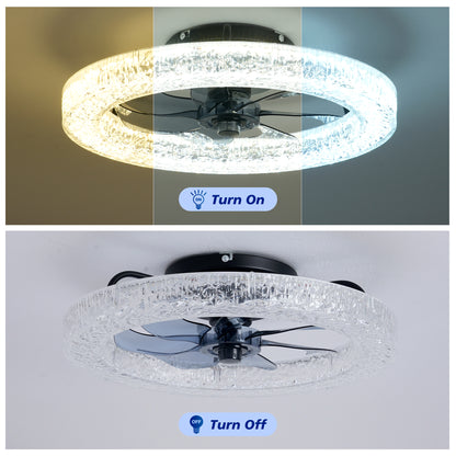 Matte Black Acrylic Ice Brick Ceiling Fan with Dimmable LED - view 9