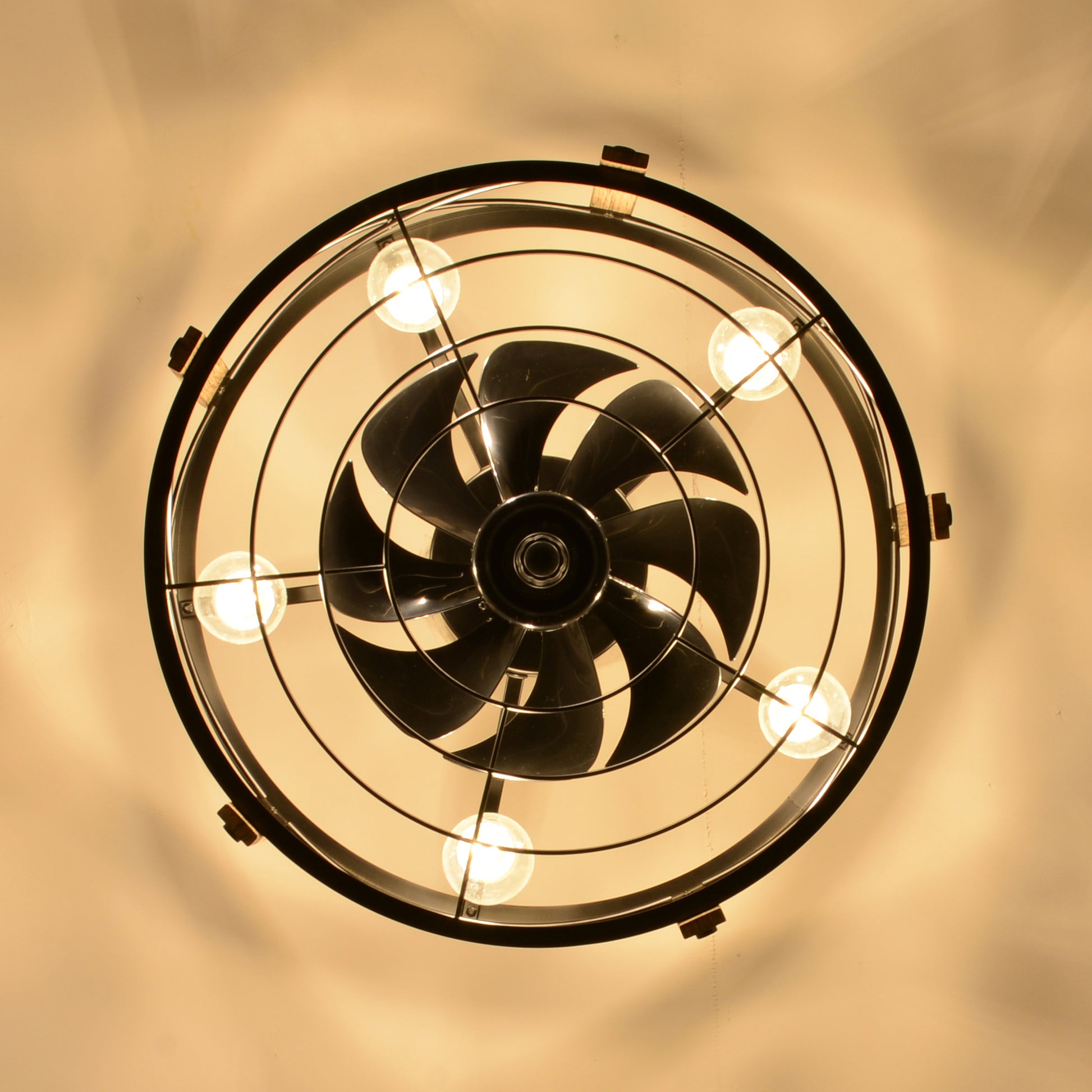 20" Matte Black Caged Chandelier Ceiling Fan with Remote - view 13