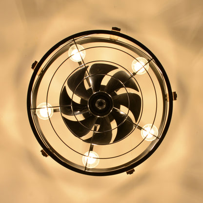 20" Matte Black Caged Chandelier Ceiling Fan with Remote - view 13