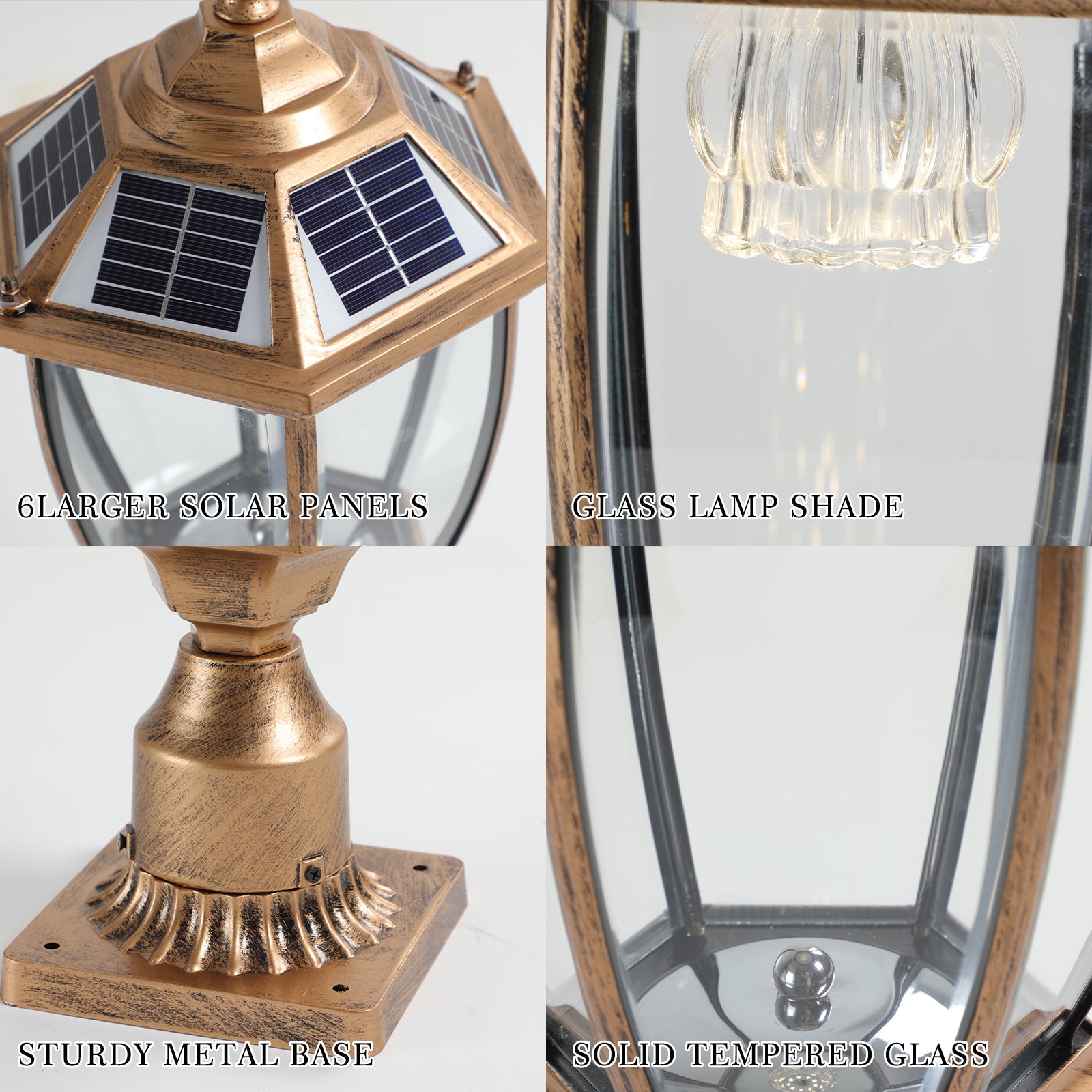 20"H Golden Vintage Solar Outdoor Lantern, Set of 2 - view 8