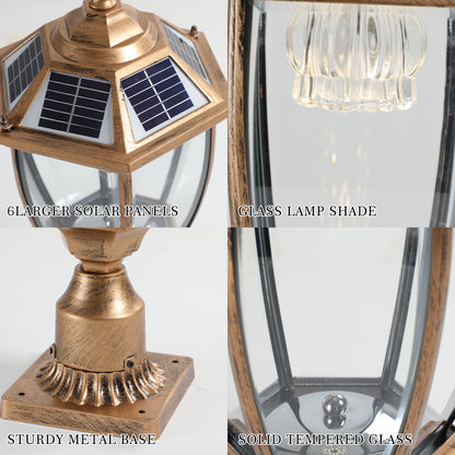 20"H Golden Vintage Solar Outdoor Lantern, Set of 2 - view 8