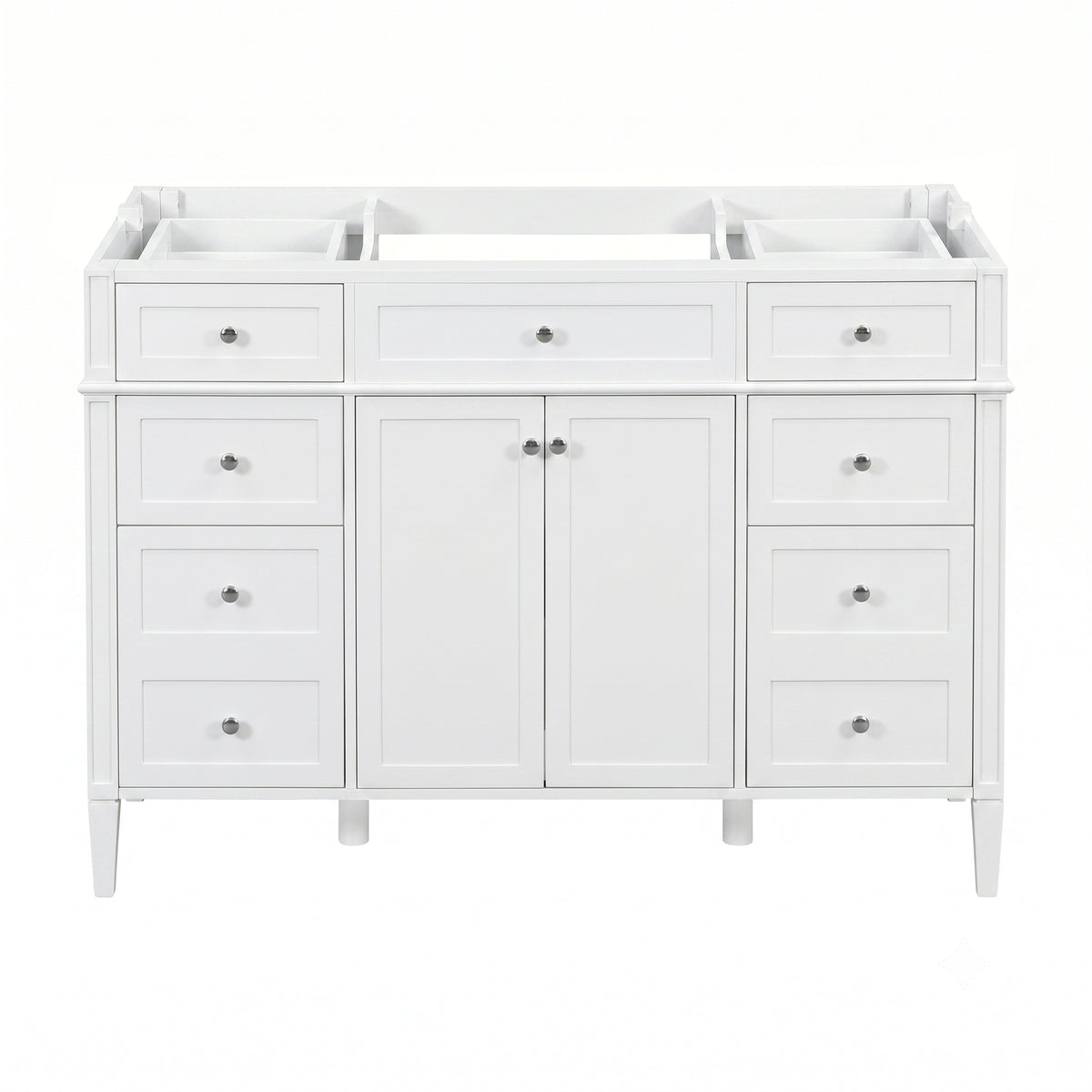 48" White Bathroom Vanity Base Only with 2 Doors and 6 Drawers