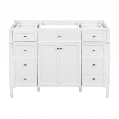 48" White Bathroom Vanity Base Only with 2 Doors and 6 Drawers