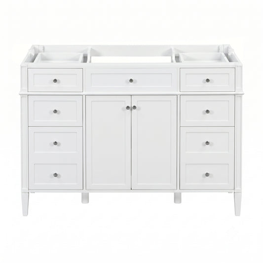 48" White Bathroom Vanity Base Only with 2 Doors and 6 Drawers