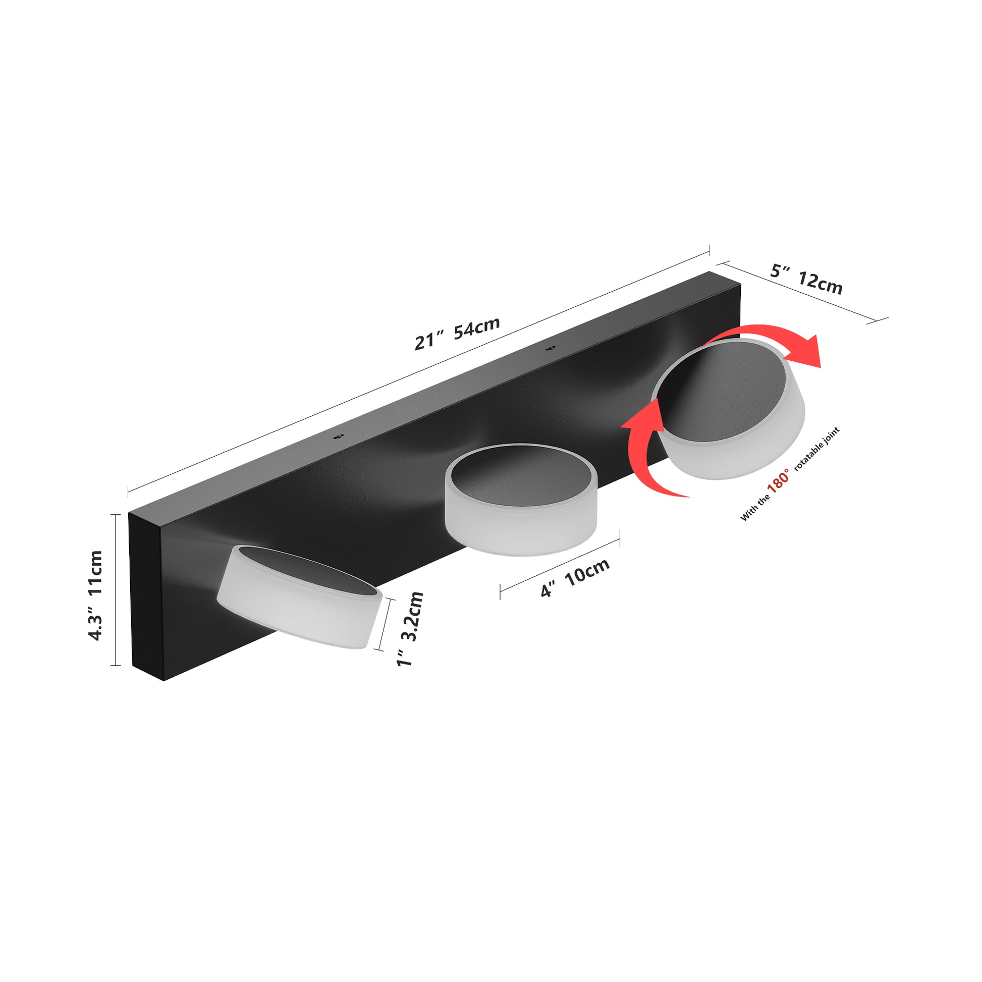 21" Black Round Acrylic LED Vanity Wall Light - view 7