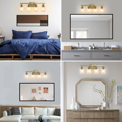 24" 4-Light Gold Vanity Light with Clear Glass - view 5