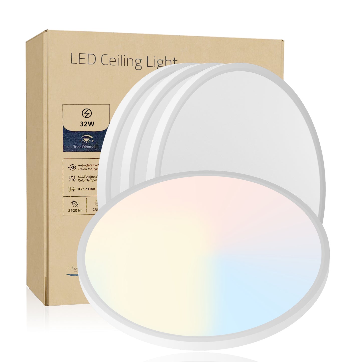 16" White Flush Mount Ceiling Light with Dimmable LED - view 8
