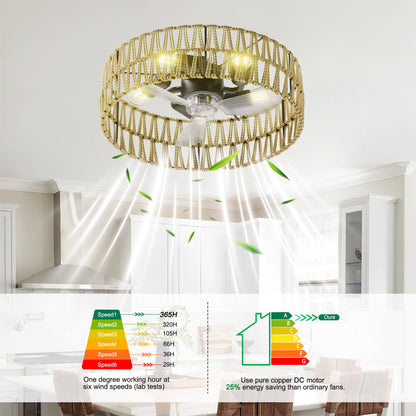 White Low Profile Flush Mount Ceiling Fan with Remote - view 11