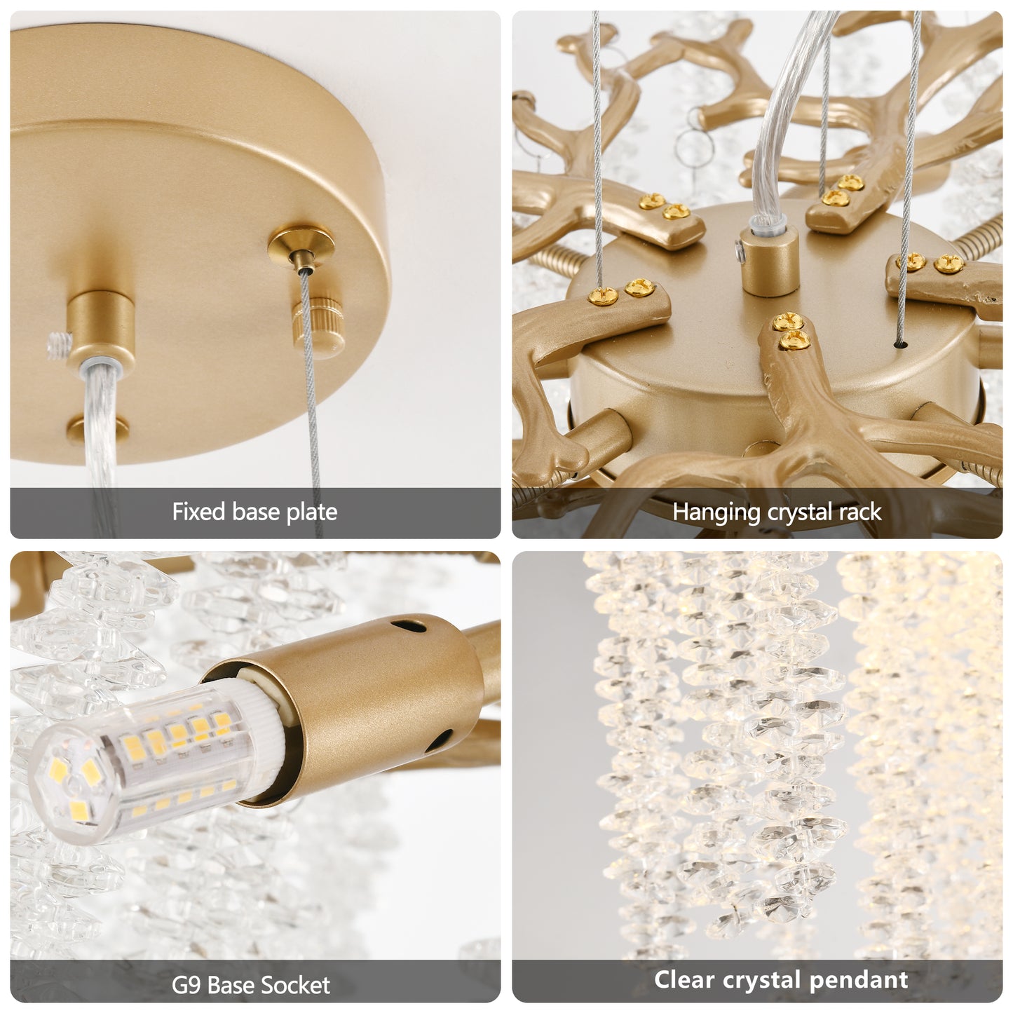 24" Gold Cascading Crystal Pendant Light - view 8