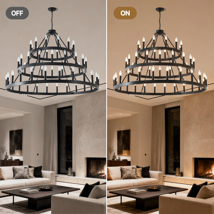 3-Tier Wagon Wheel Farmhouse Chandelier, 54-Light - view 8