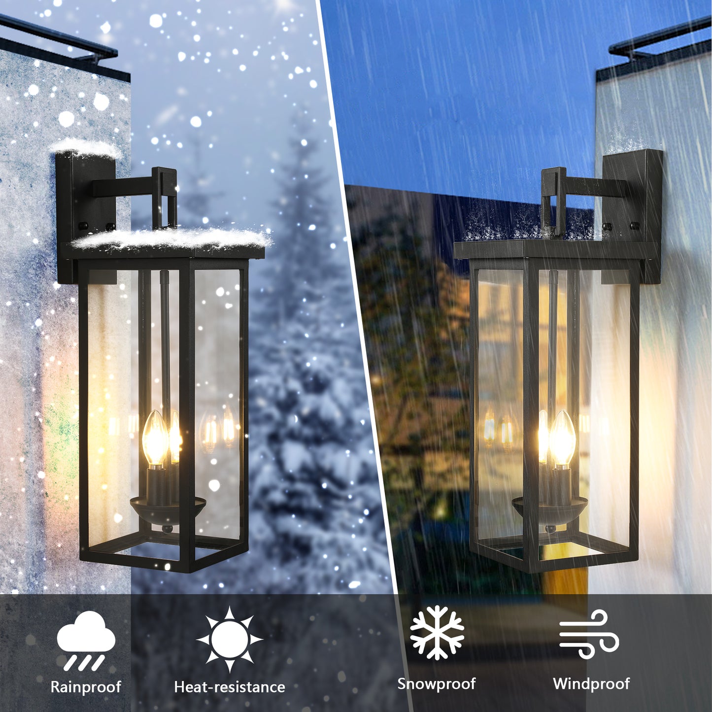 22" Matte Black Outdoor Wall Lantern with Dusk to Dawn Sensor - view 5