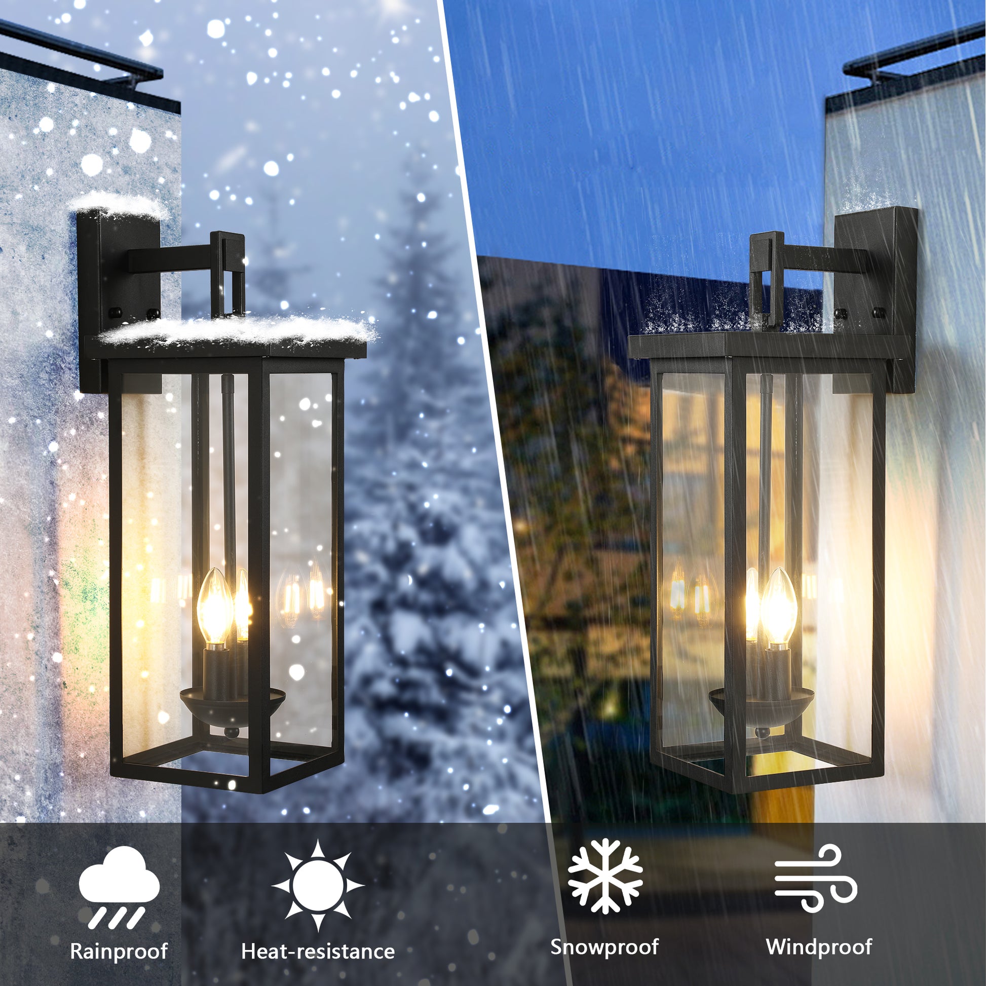 22" Matte Black Outdoor Wall Lantern with Dusk to Dawn Sensor - view 5