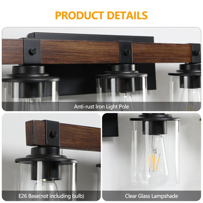 35" 5-Light Farmhouse Vanity Light with Wood Accent - view 11
