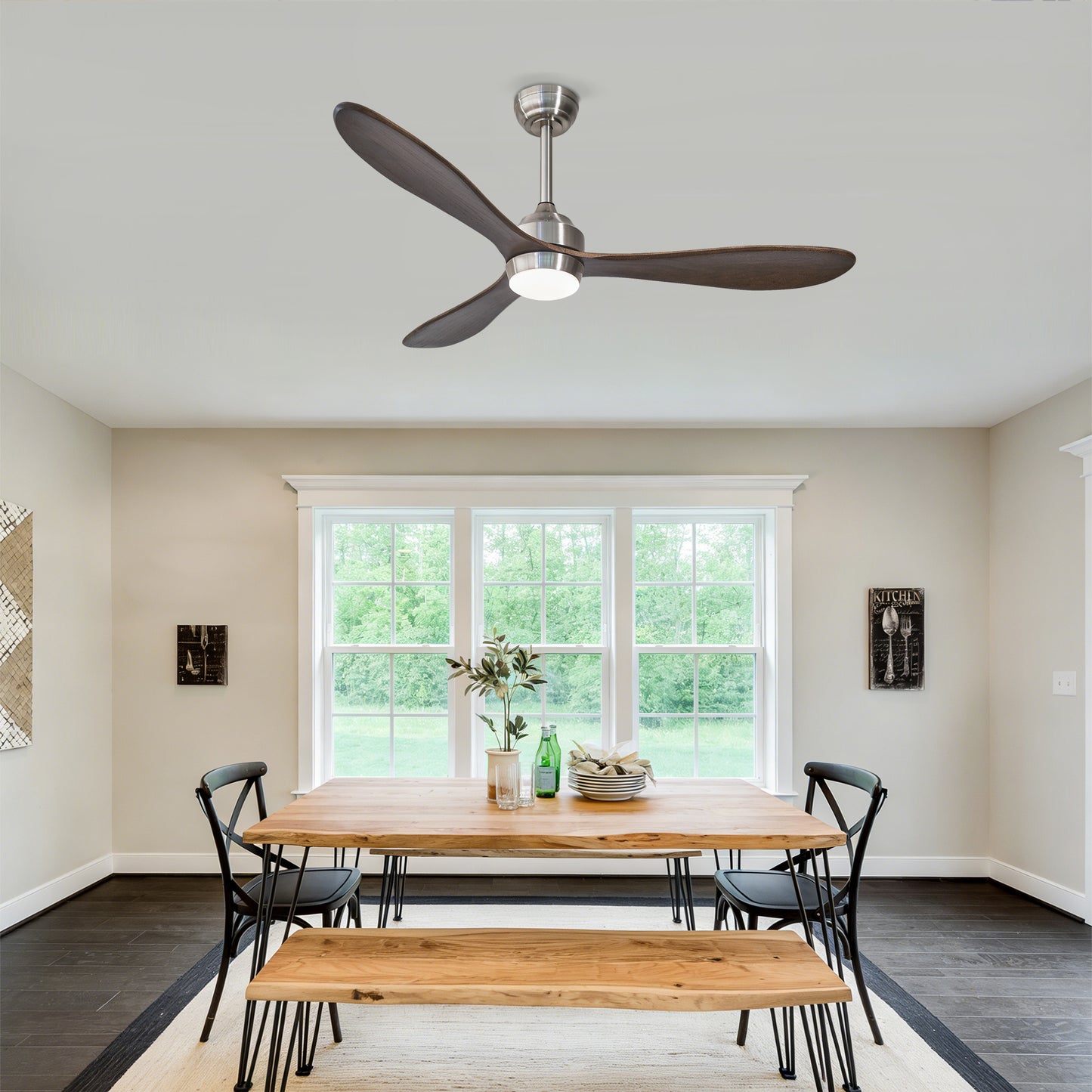 52" Nickel Solid Wood Ceiling Fan with Remote - view 4