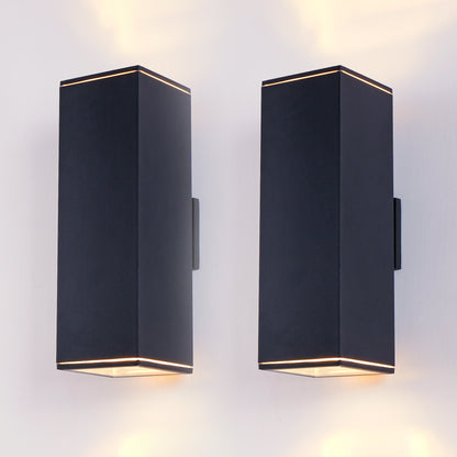 18" Matte Black Outdoor Wall Light, Set of 2