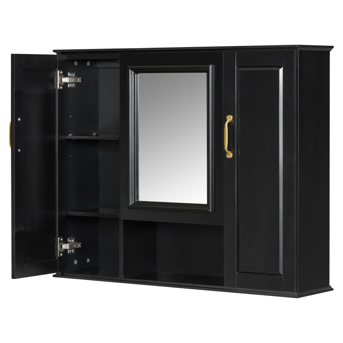 36" Black Bathroom Vanity with Sink and Matching Mirror Cabinet