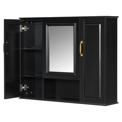 36" Black Bathroom Vanity with Sink and Matching Mirror Cabinet