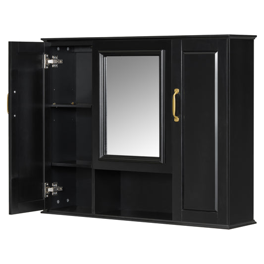36" Black Bathroom Vanity with Sink and Matching Mirror Cabinet
