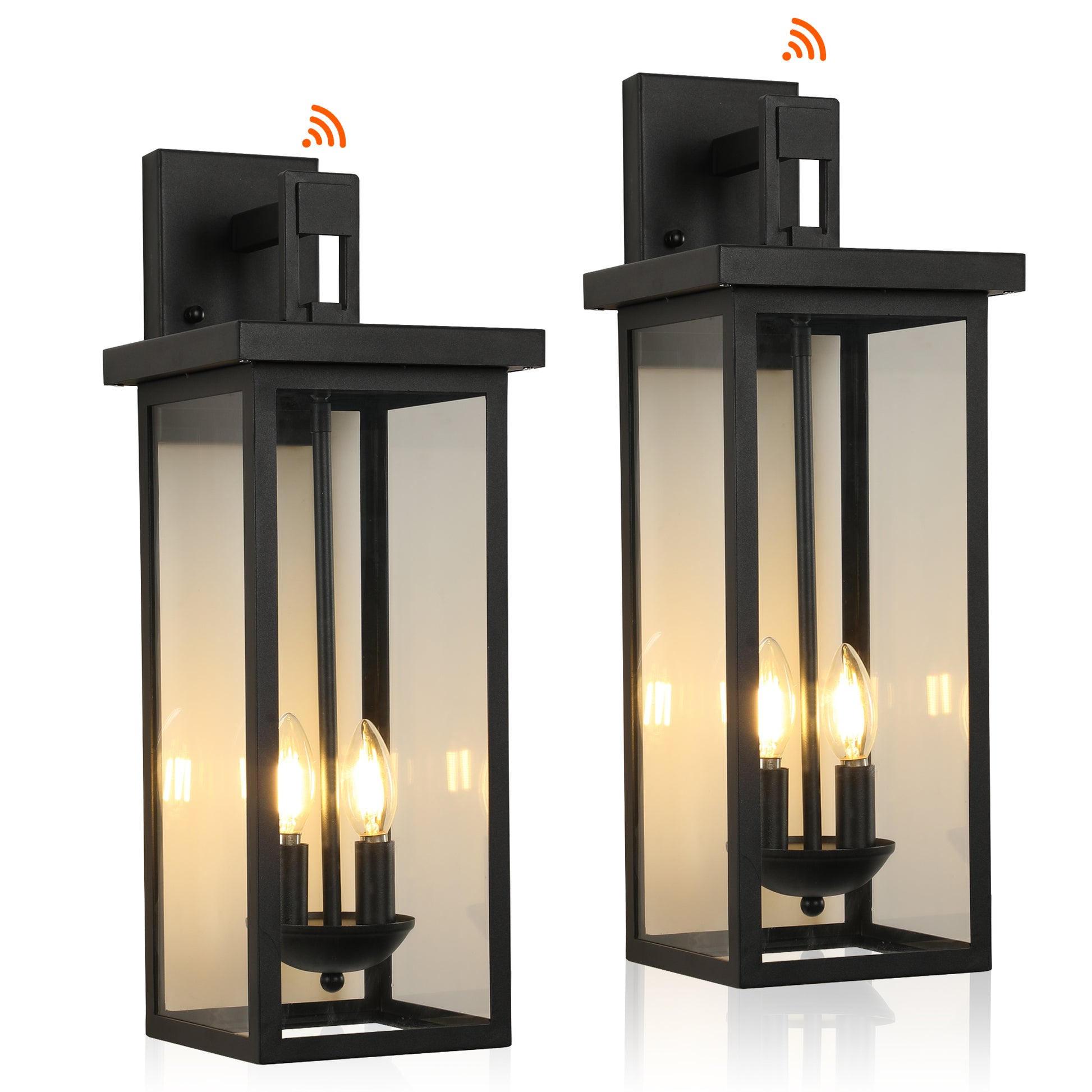 22" Matte Black Dusk to Dawn Outdoor Wall Lantern, Set of 2 - view 9