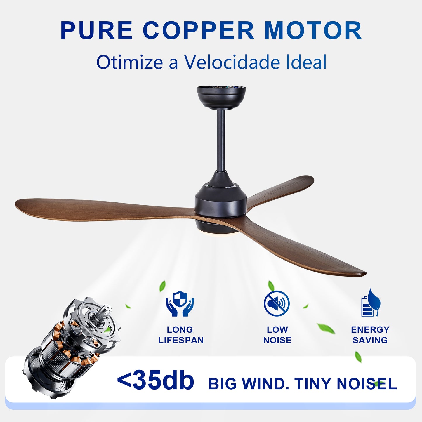 52" Black Reversible Ceiling Fan with Light - view 13