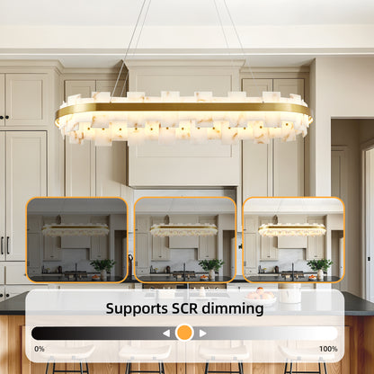 46.8" Gold Alabaster Rectangle Chandelier - view 3