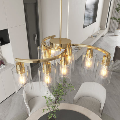 9-Light Gold Chandelier with Clear Glass Shades - view 3